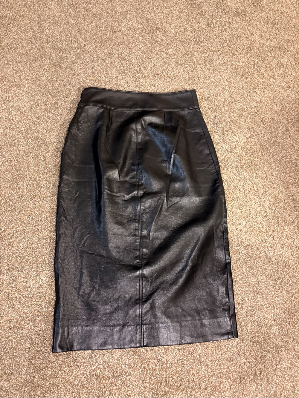 Black “leather” midi pencil skirt
